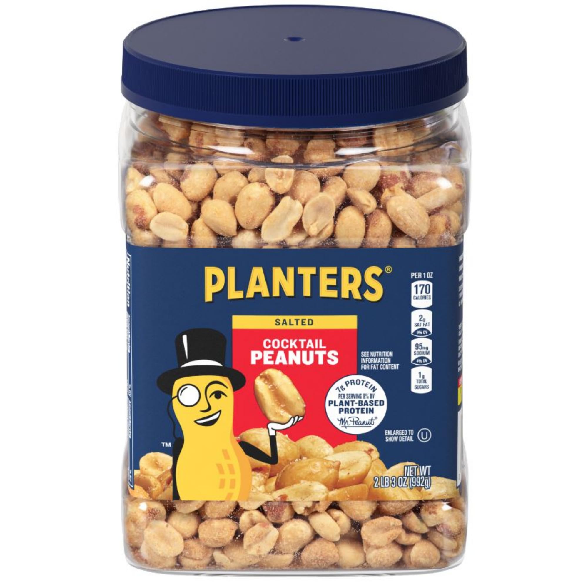 PLANTERS Salted Peanuts - Kosher Certified Bulk Nuts (2.19lb Jar) | High Protein Plant-Based Snack | Roasted in Peanut Oil | Perfect for Cocktail Parties, School Snacks & Adult Gatherings | Healthy On-the-Go Nutrition