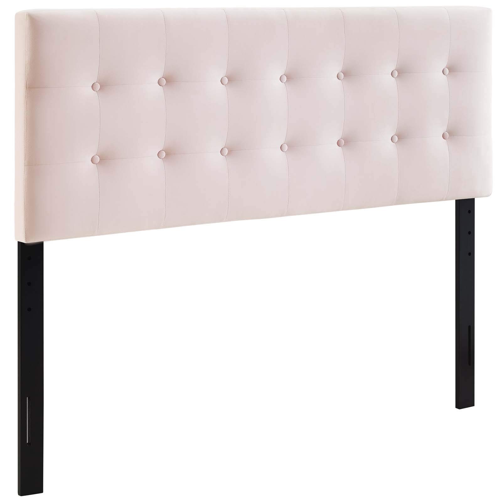Modway Emily Queen Size Upholstered Headboard - Pink Velvet with Biscuit Tufting for Bedroom Decor | Luxurious Bed Frame Accent for Master & Guest Rooms