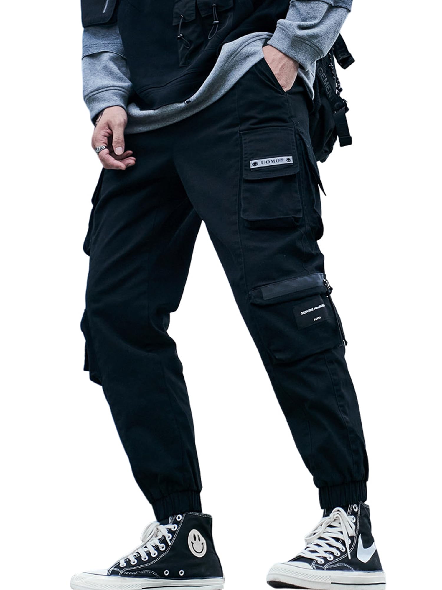 Stylish Men's Hip Hop Jogger Pants - Techwear Cargo Pants for Streetwear Fashion | Comfortable & Trendy Black Joggers for Casual Wear & Urban Style (Size Small) - Perfect for Gym, Running, and Everyday Street Fashion