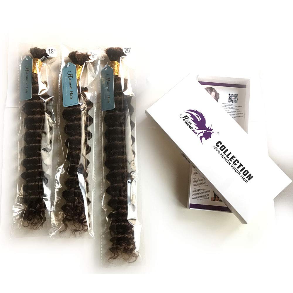 Deep Curly Wave Bulk Human Hair for Braiding - No Weft Brazilian Hair Bundles (3x16inch 300g, Natural Black #1B) - Perfect for Protective Styles, Weaves & Natural Hair Extensions