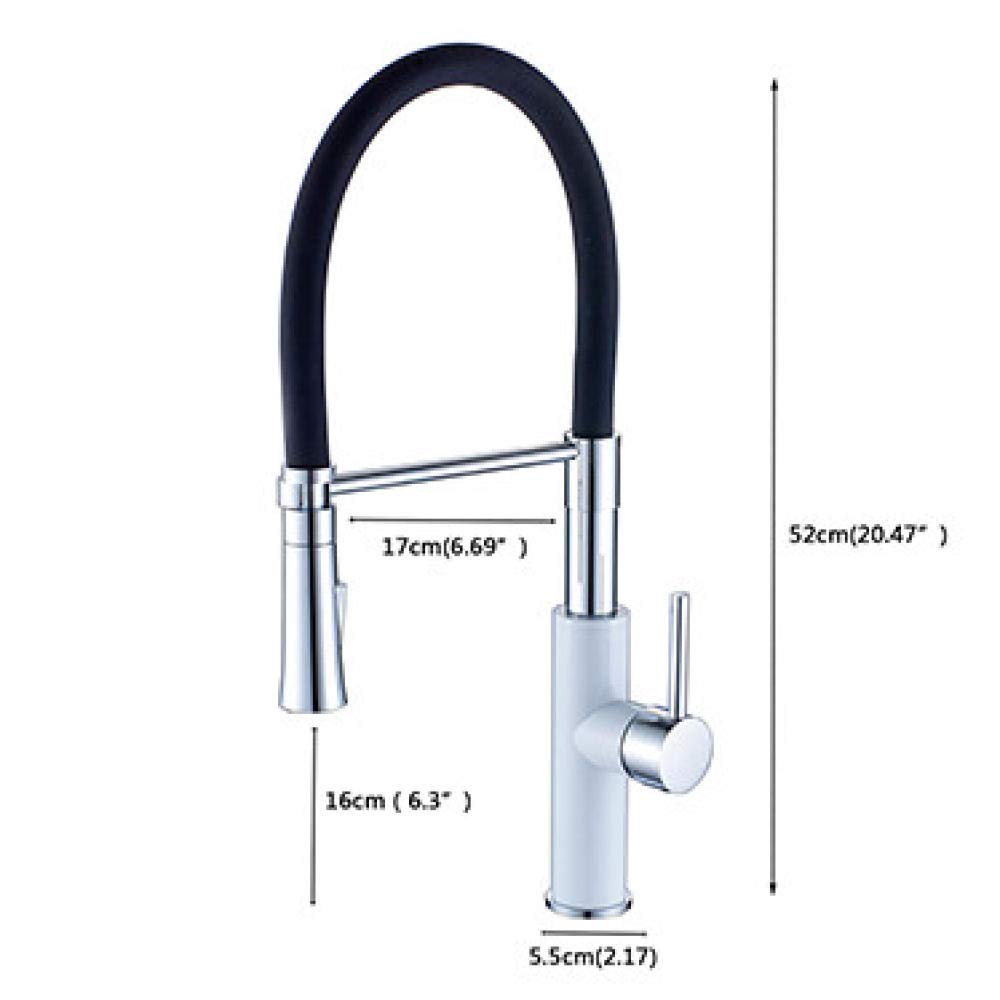 Stainless Steel Pull Out Kitchen Faucet with 360° Swivel Spout & 2-Function Sprayer - White & Chrome Finish - Perfect for Washing Dishes, Filling Pots & Cleaning Sinks