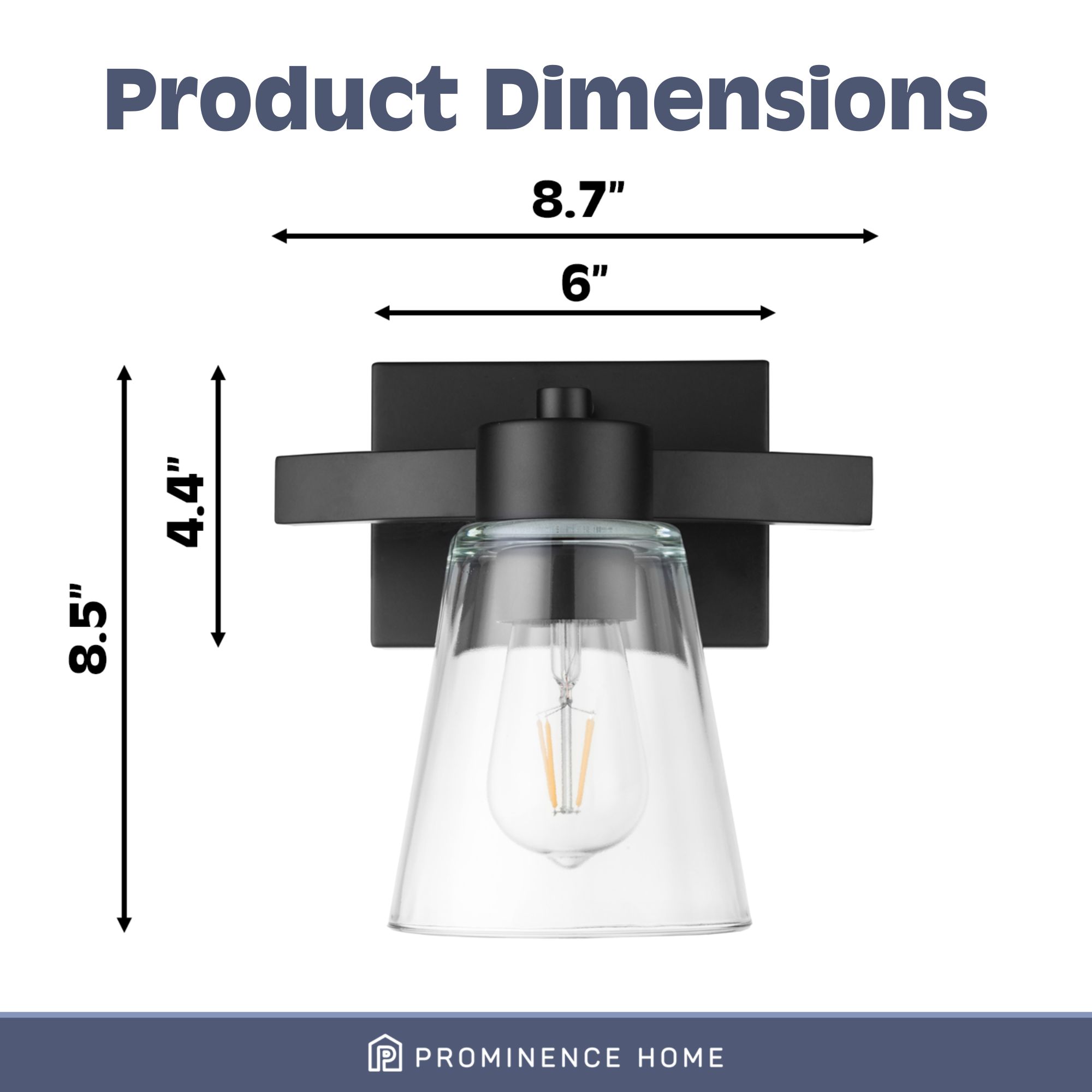 Fairendale Matte Black Vanity Light with Clear Glass Shade - Single Light Bathroom Sconce for Mirror Lighting, Powder Room & Dressing Area
