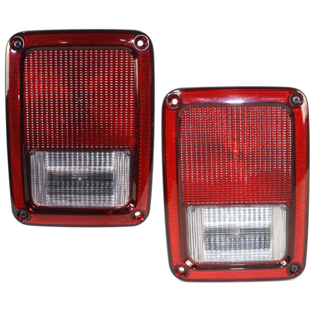 2007-2017 Jeep Wrangler Tail Light Assembly Pair - Driver & Passenger Side with Bulbs - Replaces CH2800177 CH2801177 - Perfect for Off-Roading & Night Driving