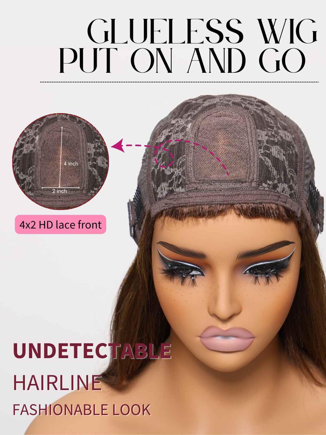 Beauty Forever Chocolate Brown Yaki Straight Human Hair Wig with Bangs - 20in Glueless HD Lace 150% Density #4 Dark Brown | Affordable Layered Cut Ready to Wear Wig for Beginners | Perfect for Daily Wear, Cosplay & Special Occasions