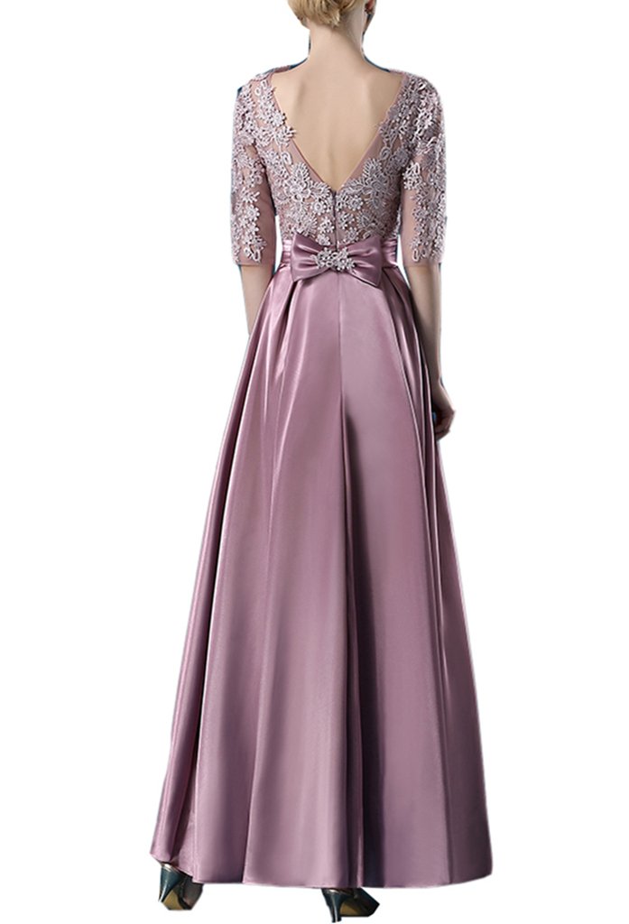Emanni Women's Elegant Long Sleeve Applique Formal Evening Gown - Light Plum Size 10 | Perfect for Prom, Wedding Guest & Black Tie Events