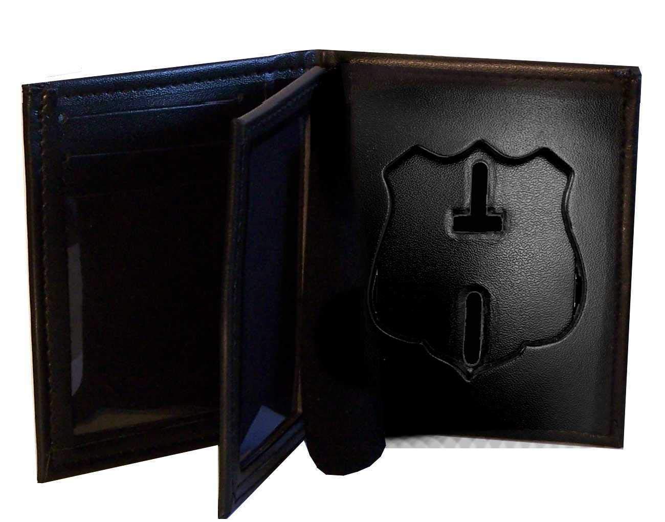 Houston Police Hidden Badge Wallet - 2.73 Inch Tall Concealed ID Holder with Cutout (Model DK847) | Perfect for Undercover Officers & Security Professionals