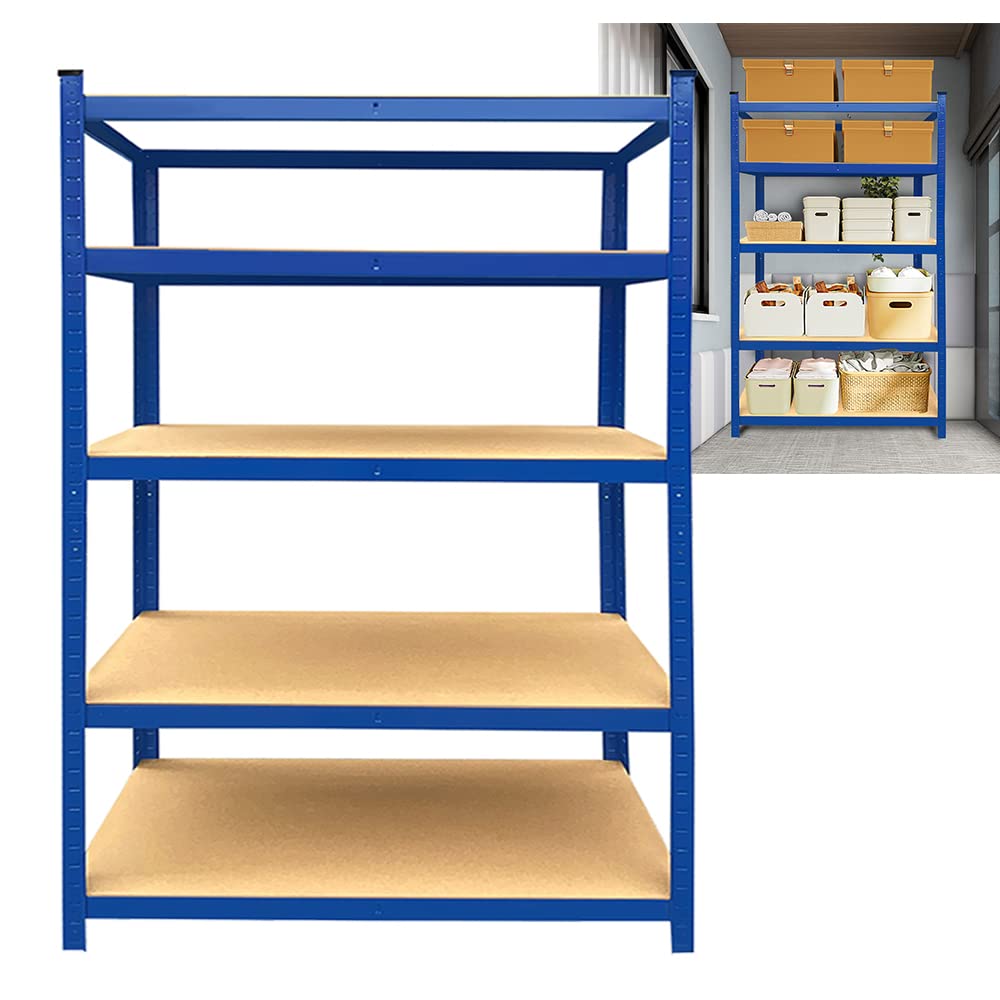 5-Tier Industrial Bookshelf - Vintage Standing Storage Shelf Unit for Garage, Shed, Living Room, Bedroom & Home Office - 148
