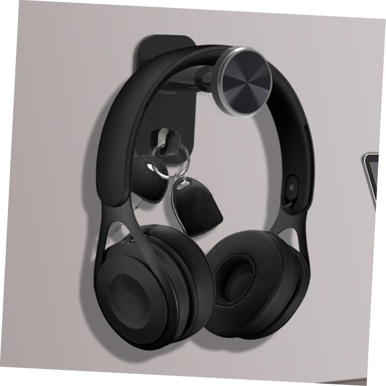 CHILDWEET Plastic Headphone Holder Wall Mount - 2 Pack Black Headphone Hanger for Gaming Headsets & Over-Ear Headphones - Perfect for Desk, Office, and Gaming Setup Organization