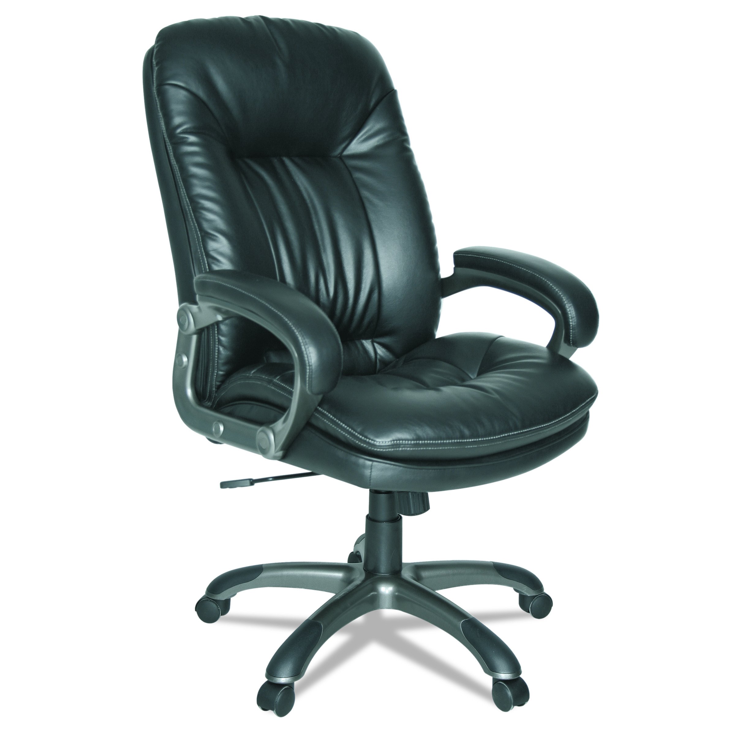 Premium OIF Executive Swivel Tilt Leather High-Back Office Chair with Fixed Arched Arms - Black - Ergonomic Desk Chair for Home & Business Workspaces
