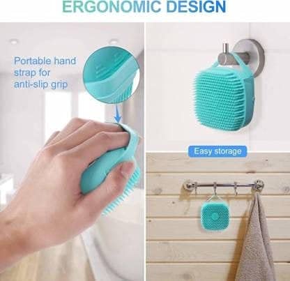 ANANYA Silicone Body Brush with Shampoo Dispenser - Exfoliating Bath Brush for Sensitive Skin, Soft Massage Brush for Shower & Spa Relaxation - Perfect for Home, Travel & Gift Giving