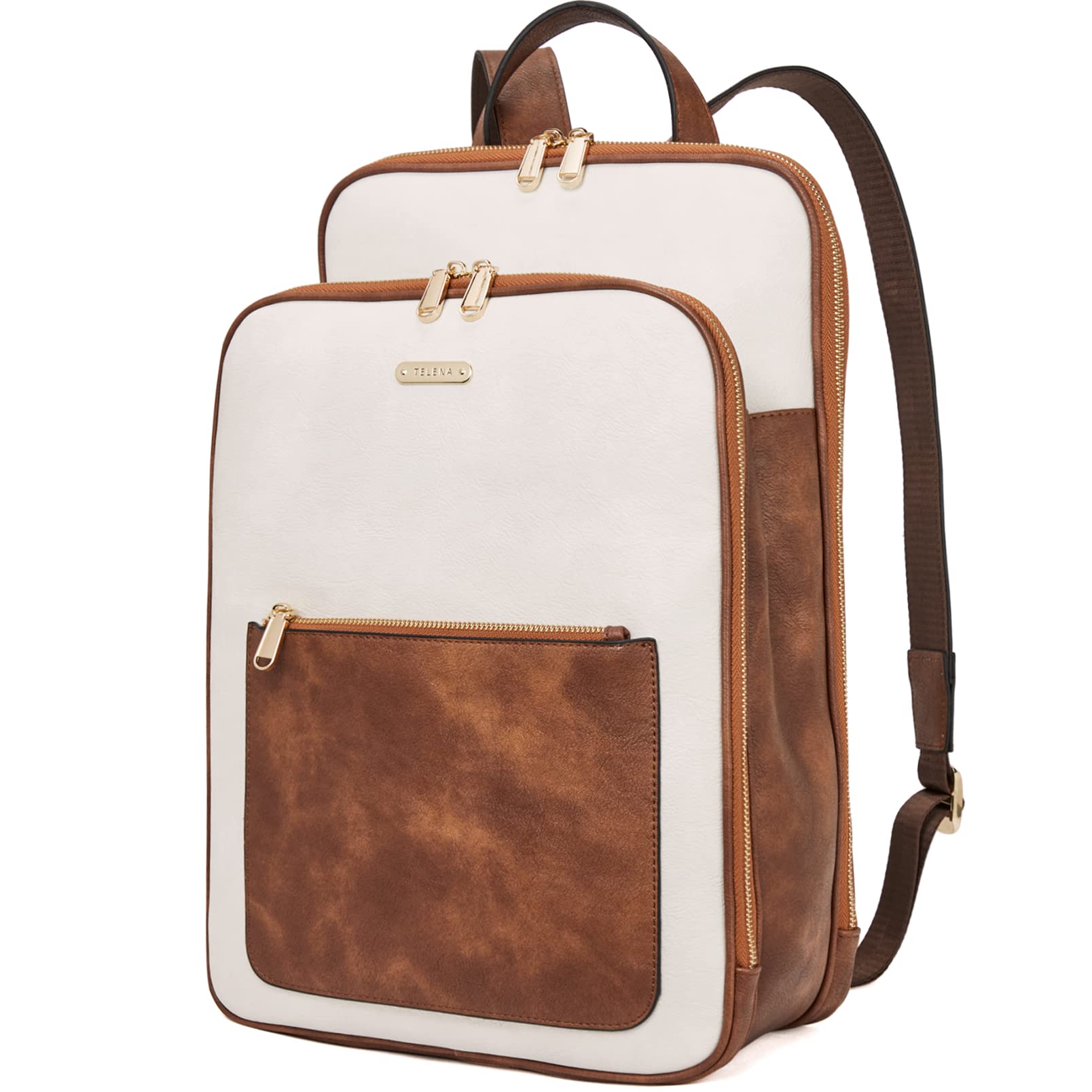 Telena Genuine Leather Laptop Backpack for Women - Vintage Style 15.6 Inch Business & College Bag - Perfect for Work, Travel & School Commute