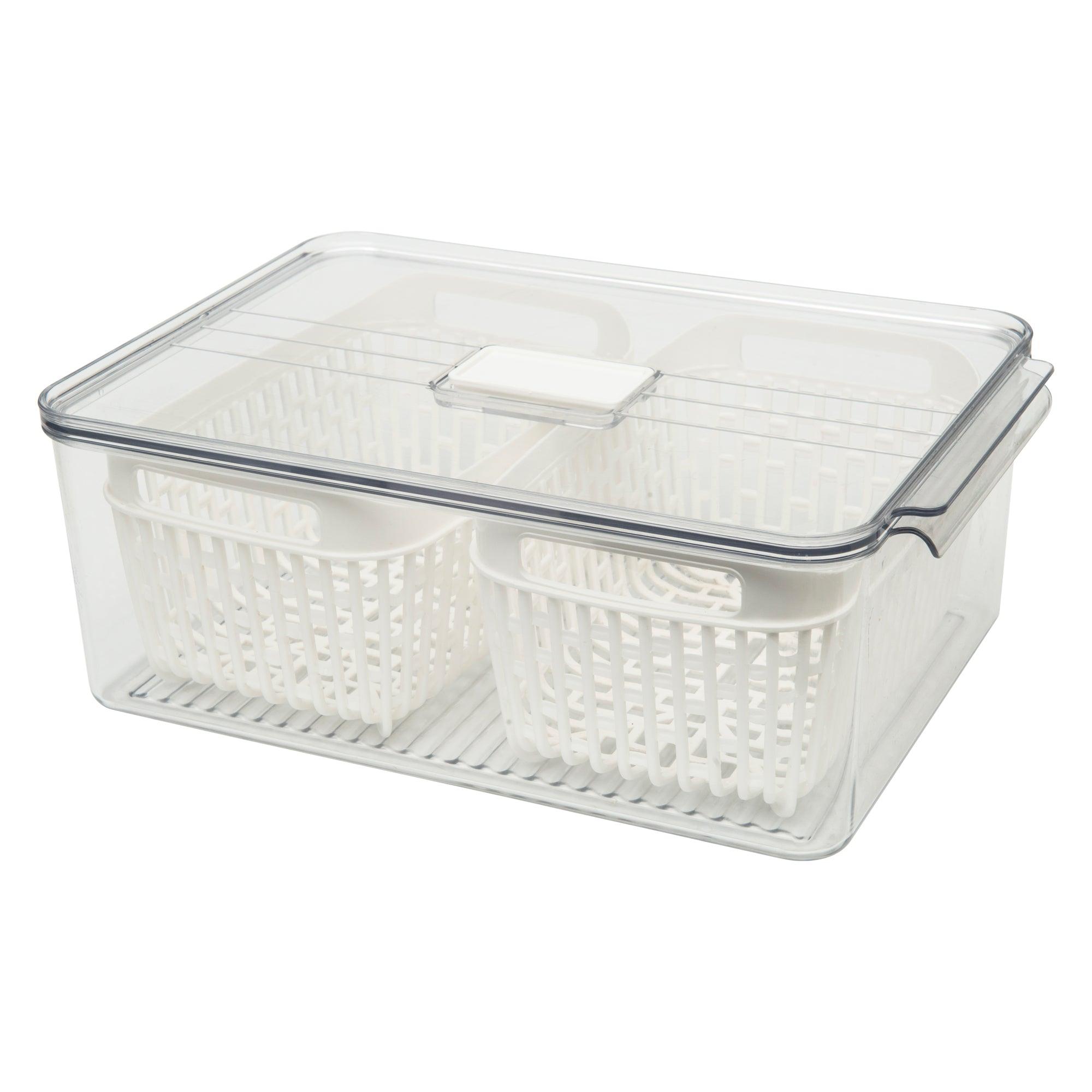 Best Fridge Storage Container with Basket Pack - Organize Food & Leftovers - Perfect for Kitchen, Pantry & Meal Prep