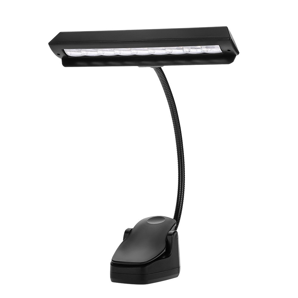 Dilwe 9 LED Clip On Light with Flexible Gooseneck - Portable Music Stand Light, Battery/USB Powered Reading Lamp for Bedroom, Desk, Piano, Sheet Music & Night Reading
