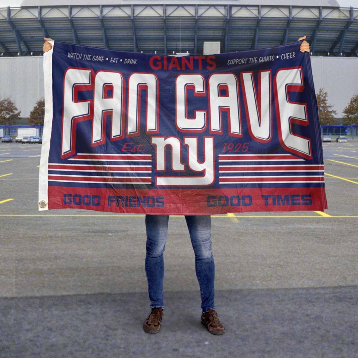 Wincraft New York Giants Fan Man Cave Banner Flag - Premium NFL Team Decor for Game Room, Basement & Tailgating Parties
