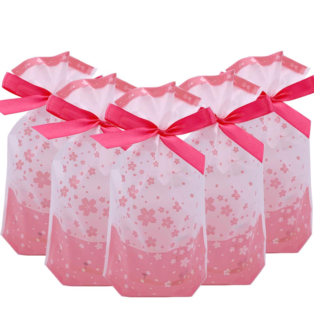 VIFOME 24pcs Pink Sakura Treat Bags - Drawstring Party Favor Bags for Candy, Gifts & Goodies | Perfect for Birthday Parties, Baby Showers & Wedding Favors