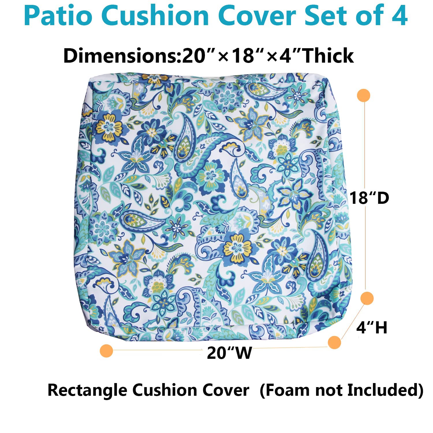 **EHouseHome Washable UV Resistant Patio Chair Seat Cushion Covers - Waterproof Outdoor Furniture Cushion Slipcovers (20