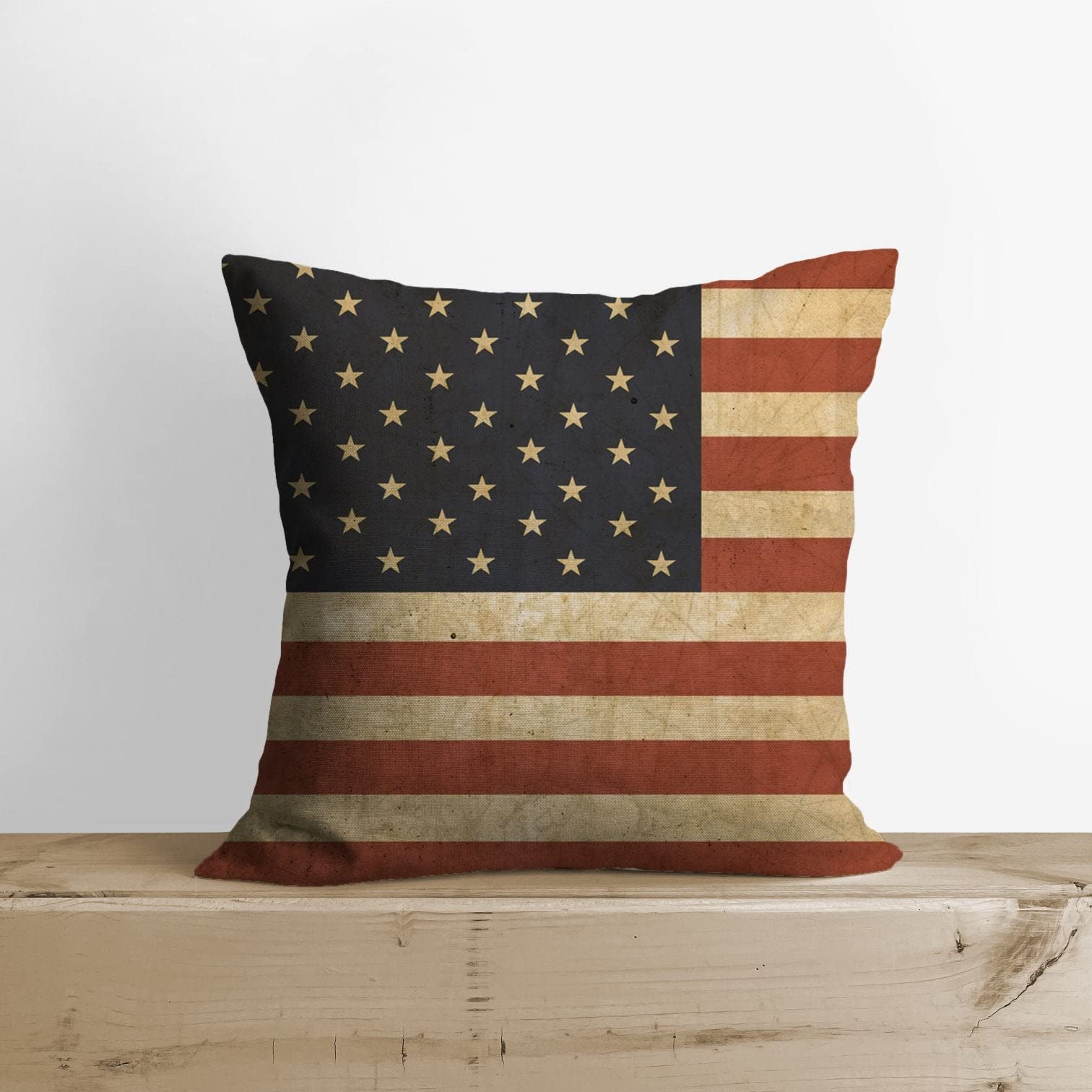 American Flag Pillow Cover - Grunge Style Throw Pillow for Home Decor, Rustic Patriotic Gift for Men (Perfect for Living Room, Bedroom & Patriotic Holidays)