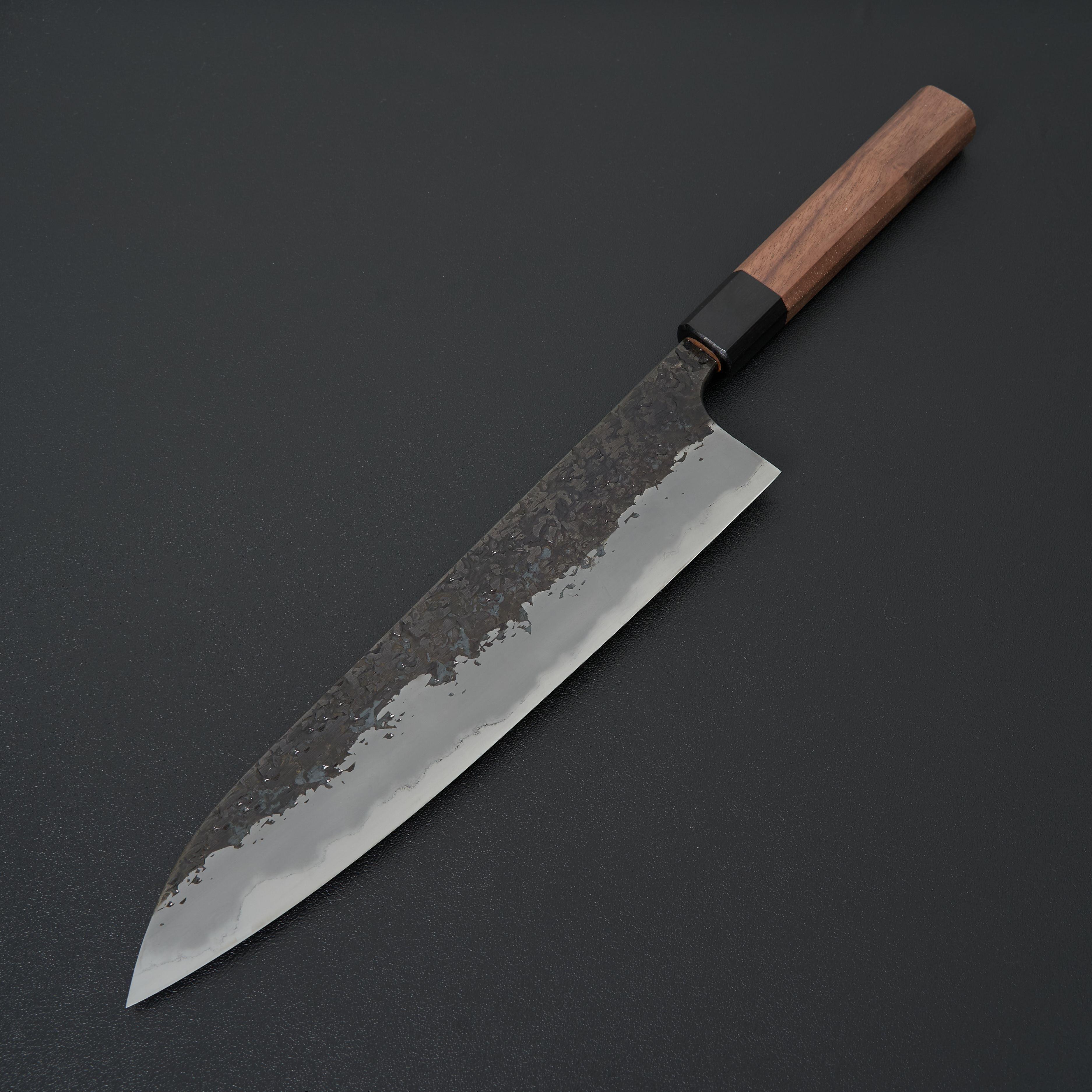 Premium Japanese Gyuto Chef Knife 240mm - Manaka Hamono Kisuke Blue #2 Kurouchi Tsuchime - Perfect for Professional Chefs & Home Cooking Enthusiasts
