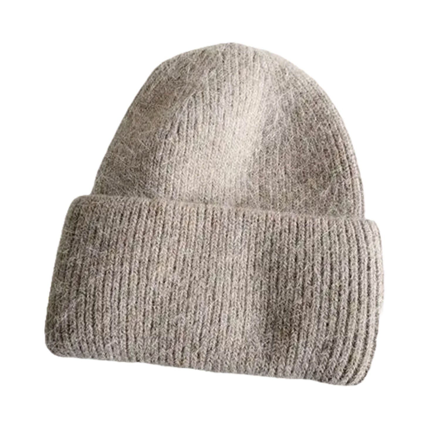 FLOOF Women's Winter Wool Beanie Hat in Khaki - Warm Knitted Slouchy Beanie for Cold Weather, Outdoor Activities & Fashion Accessory