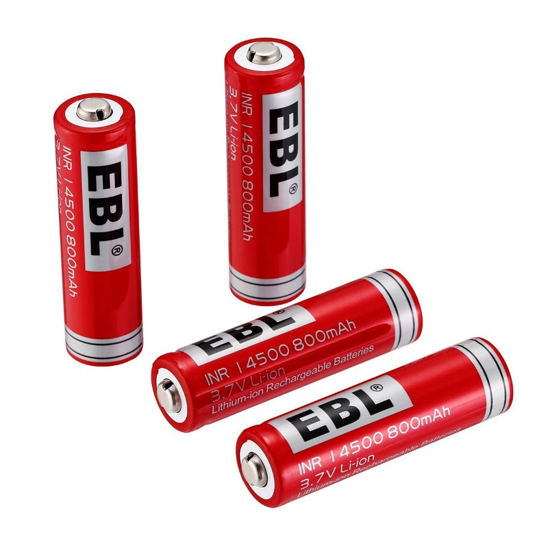 EBL 16 Pack 14500 Lithium Rechargeable Batteries 800mAh High Capacity - Long Lasting Power for Flashlights, Toys, and Electronic Devices - Mid Year Sale
