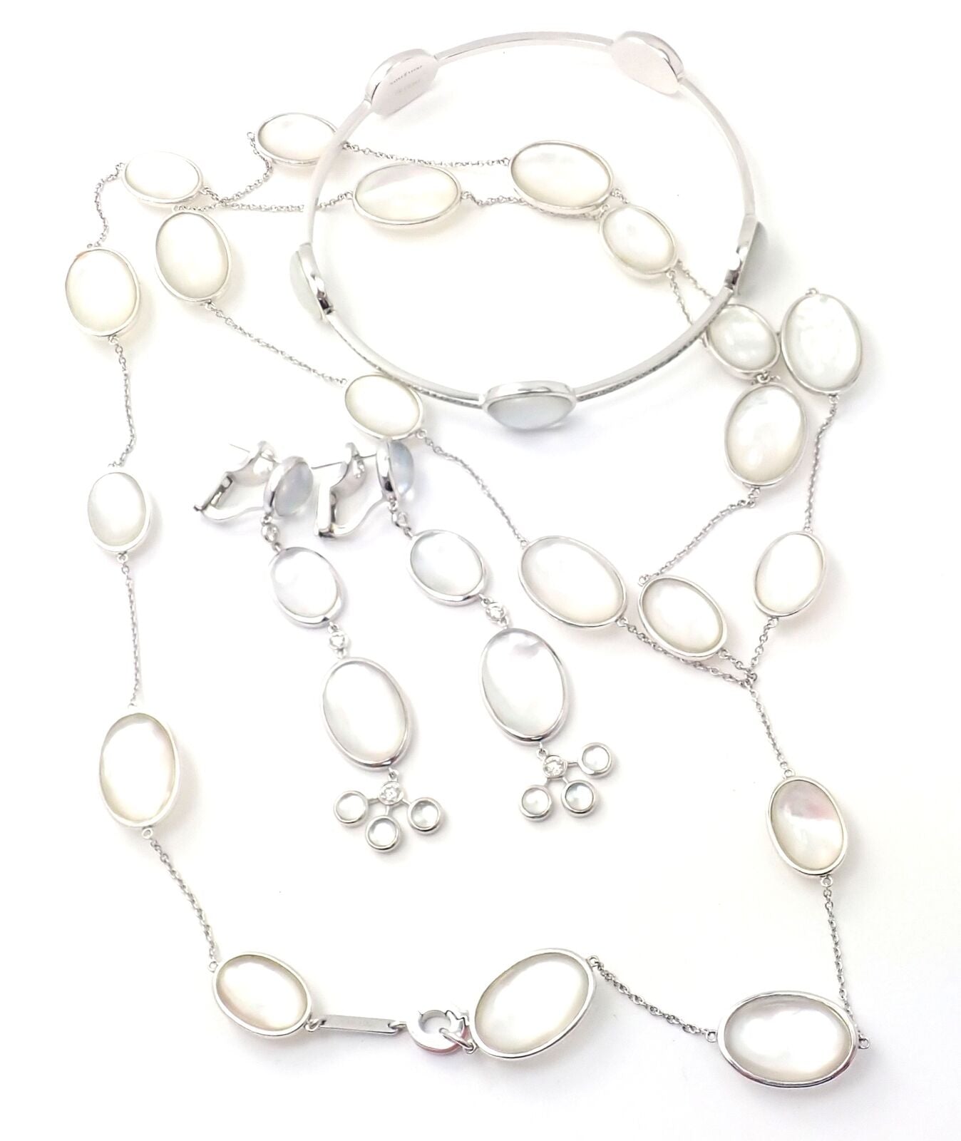 Ivanka Trump 18k Gold Plated Diamond & Mother of Pearl Jewelry Set - Necklace, Bracelet, Earrings for Women - Perfect for Weddings, Parties & Special Occasions