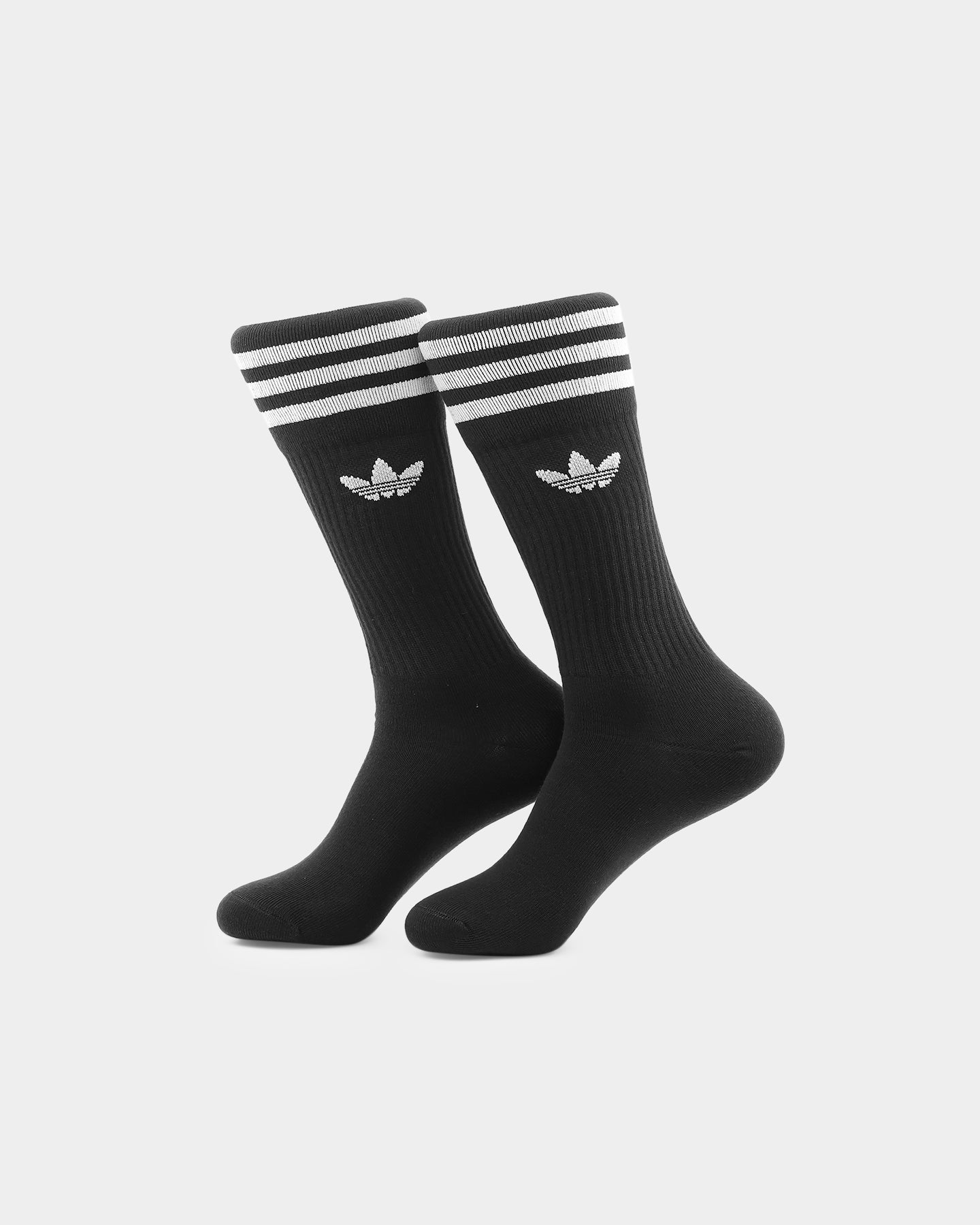 Adidas Solid Crew Socks 3-Pack (Black/White) - Comfortable Athletic Socks for Running, Gym & Everyday Wear