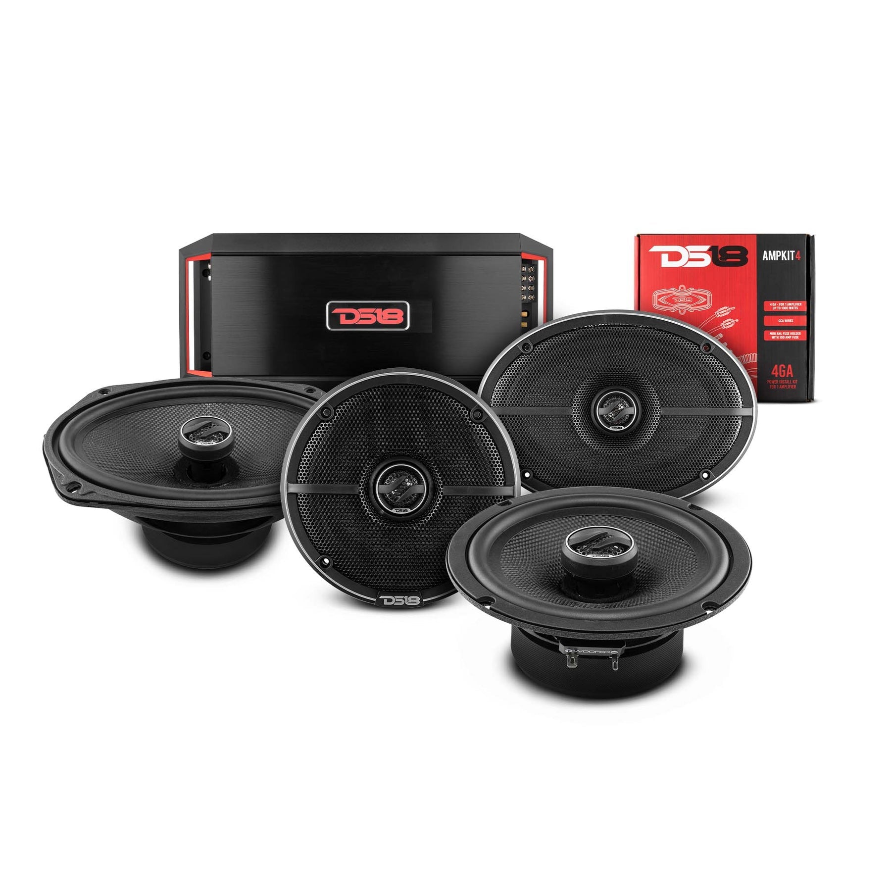 DS18 2016-2021 Chevy Silverado 1500 Crew & Extended Cab Front & Rear Door Speaker Upgrade Kit - 1600W High Power Car Audio Replacement System - Perfect for Enhanced Sound Quality & Custom Car Stereo Installations
