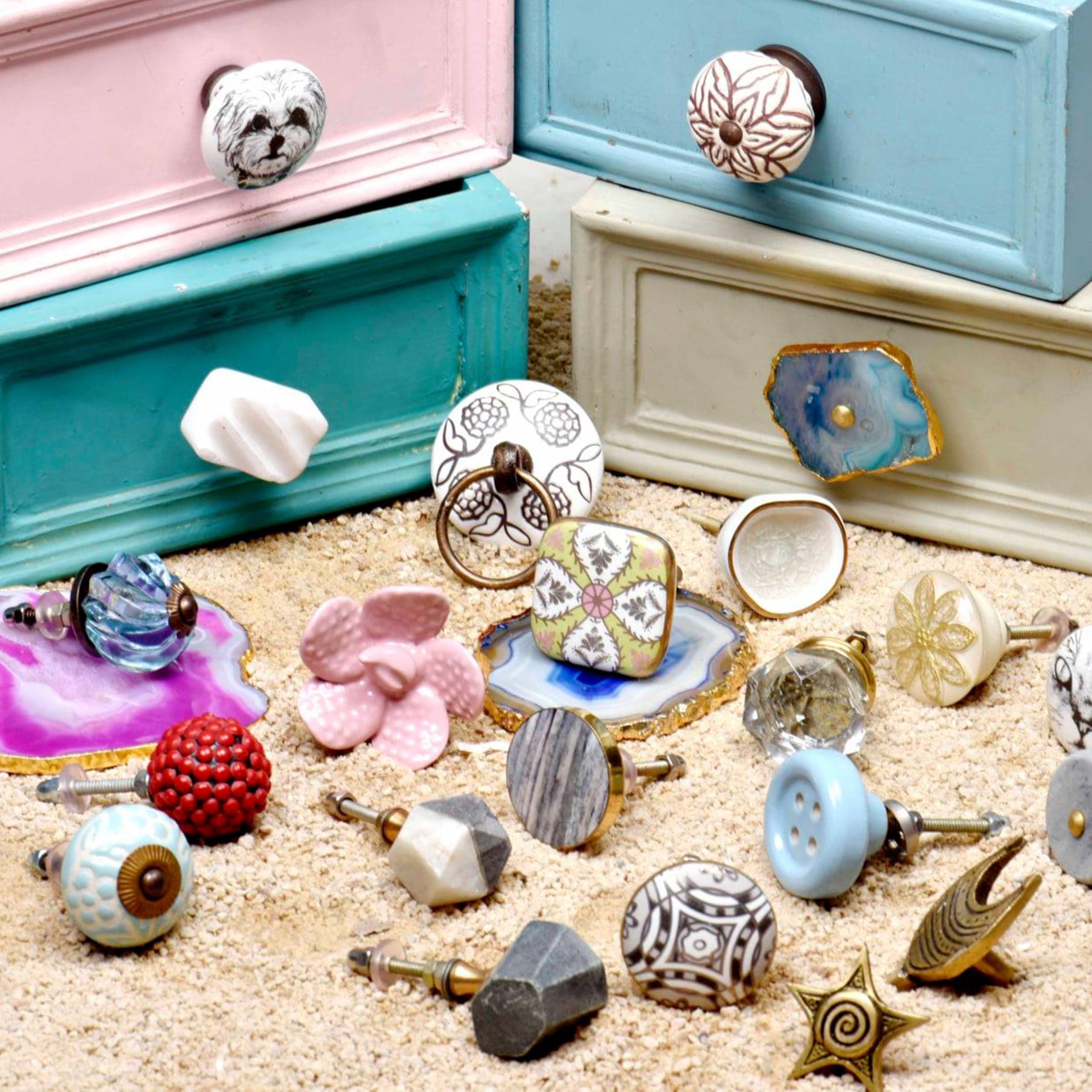 IndianShelf 16-Pack Silver Dome Glass Drawer Knobs - Elegant Kitchen Cabinet Hardware & Dresser Pulls for Home Decor | Perfect for Cabinets, Drawers, Wardrobes & Furniture Upgrades