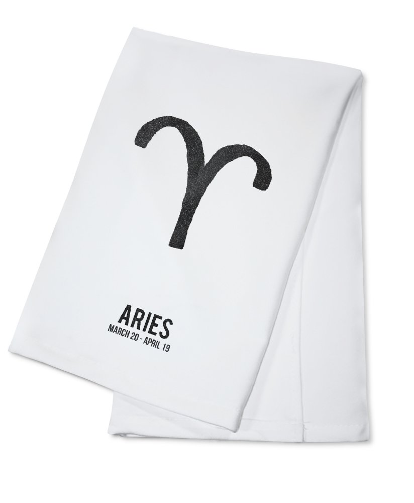 Aries Zodiac Sign Cotton Tea Towel - Astrology Ink Drawing Hand Towel for Kitchen, Home Decor, Gifts | Perfect for Drying Dishes, Decorating, and Gifts for Aries Birthdays