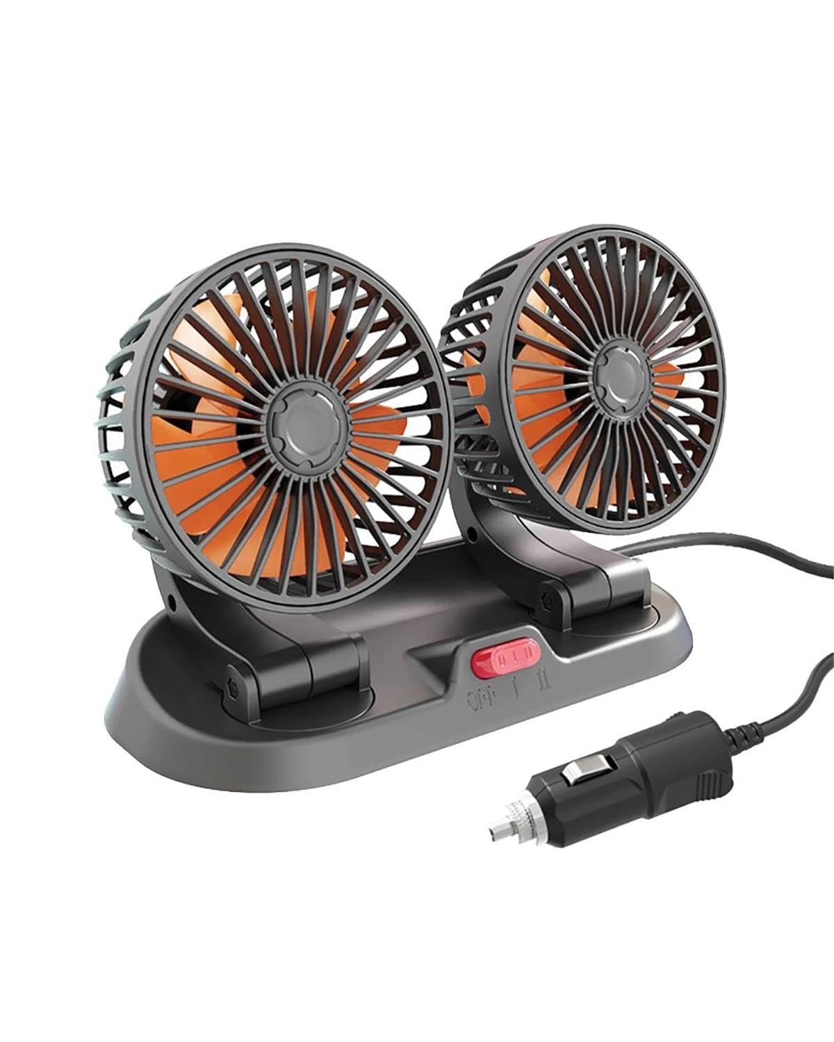 24V Dual Head USB Car Fan - 360° Rotatable Electric Air Circulator for Vehicles | Perfect for Summer Road Trips & Long Commutes