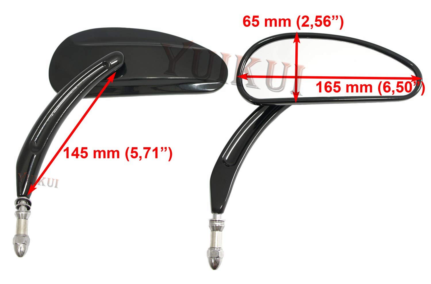 Harley Davidson Touring Mirrors - Chrome & Black M8 Aluminum Rear View Mirrors for Wide Glide, Super Glide, Sport Glide, Low Rider (1982 & Later Models) | Enhanced Visibility & Safety for Highway Cruising
