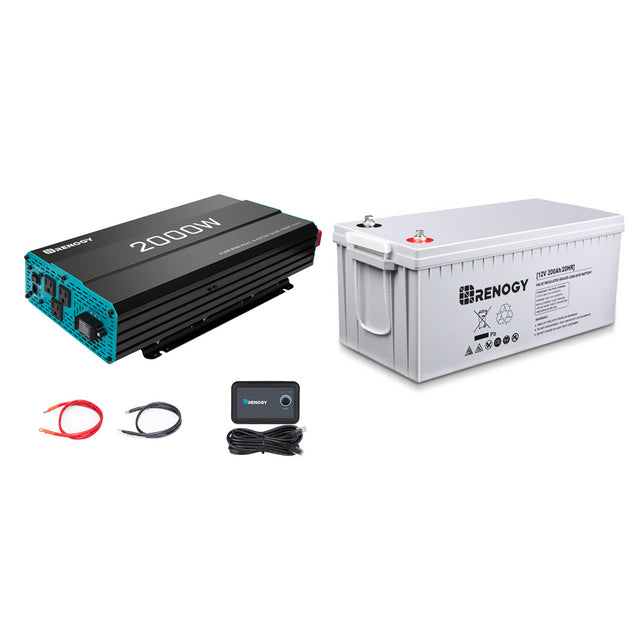 Renogy 2000W 12V Pure Sine Wave Power Inverter for RV, Solar System, Off-Grid & Home Backup Power - Reliable AC Power Conversion for Appliances, Tools & Electronics