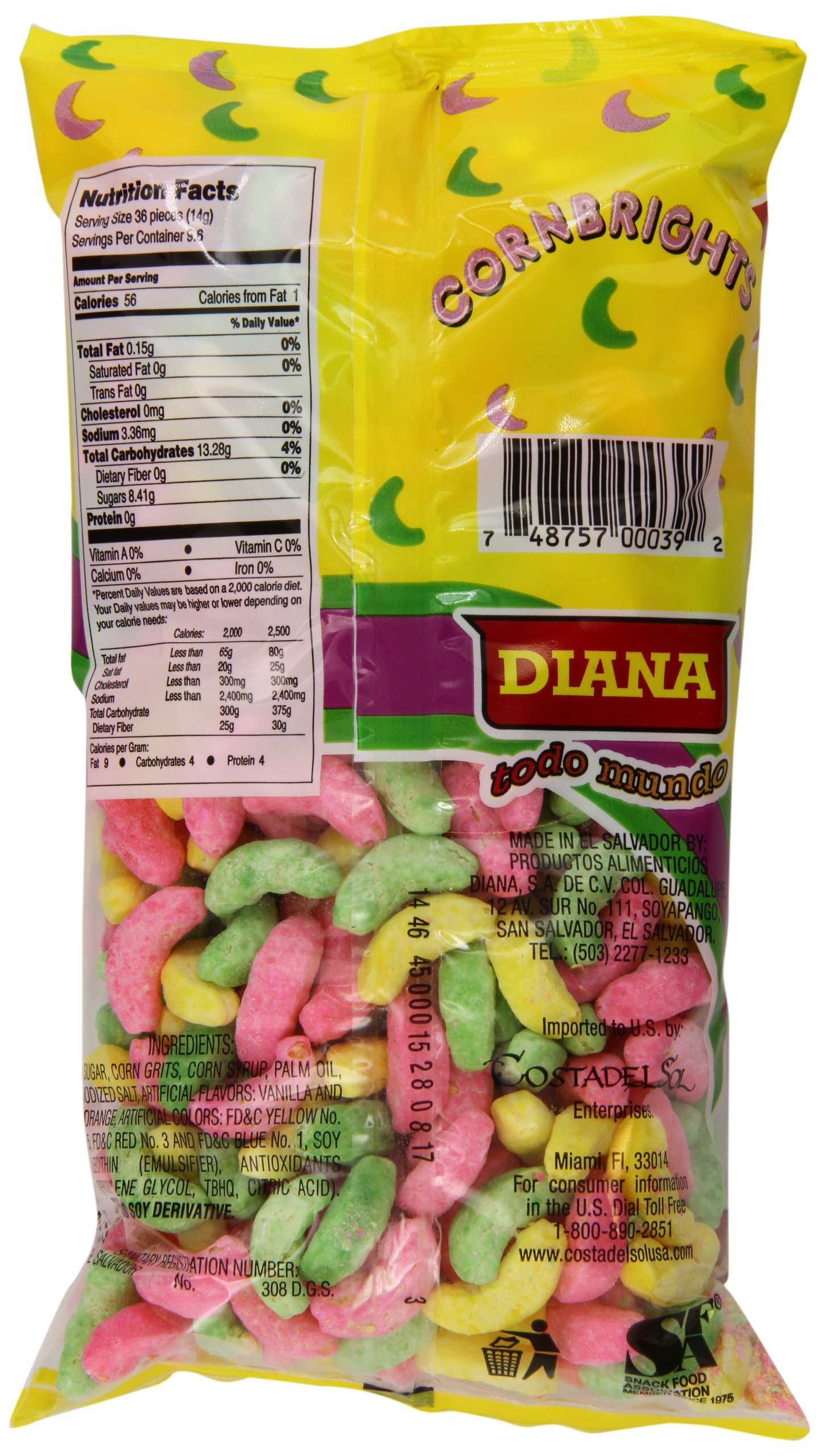 Diana Corn Brights Snacks - 4.76oz (Pack of 24) | Crunchy Corn Puffs | Gluten-Free, Vegan Snacks | Perfect for Lunchboxes, Parties & On-the-Go Snacking