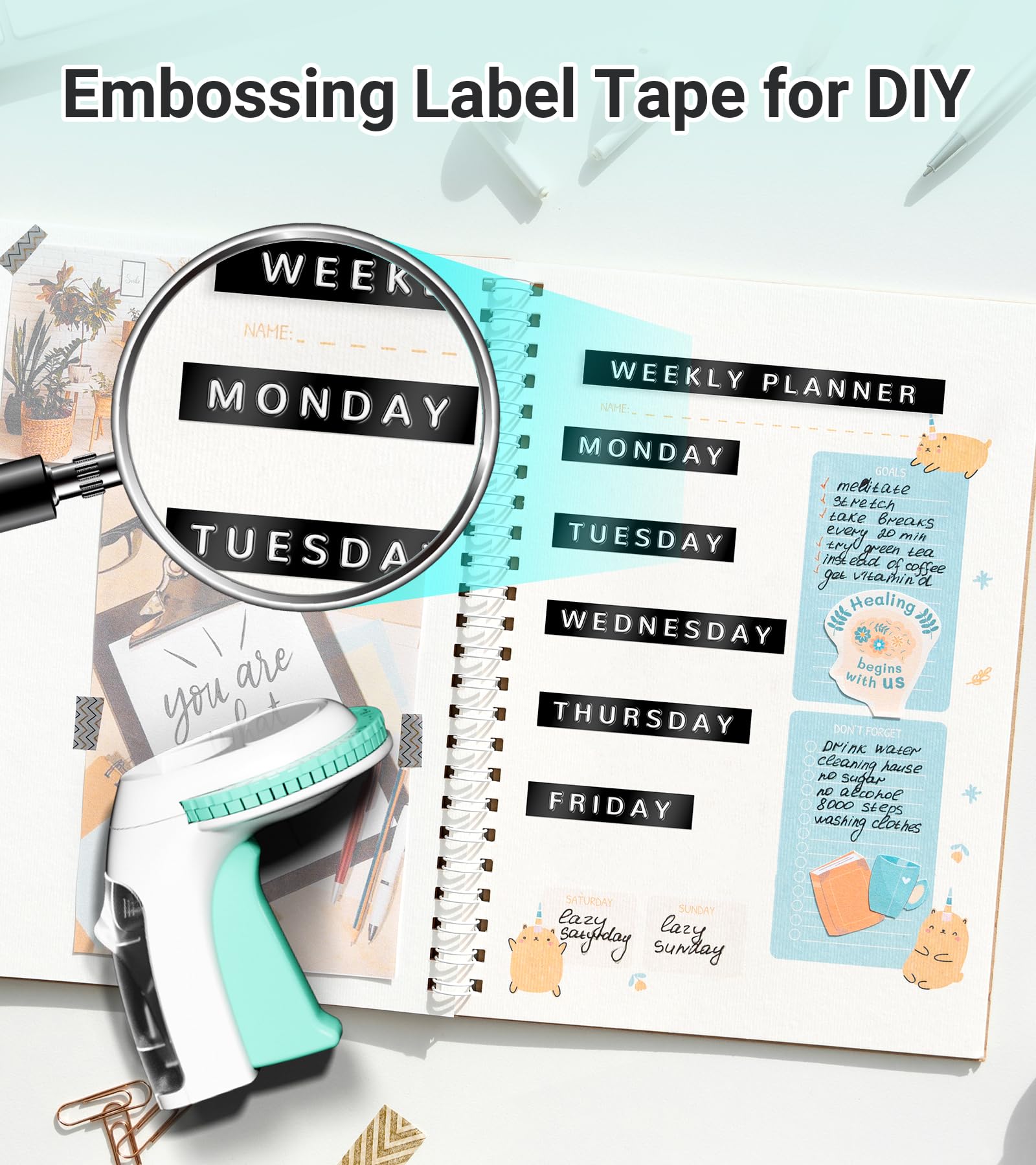 Vintage Embossing Label Maker Machine with 10 Rolls Tapes - Manual 3D Embosser Labeler for Home Organization, DIY Crafts, Office Supplies & Gift Wrapping - Perfect for Scrapbooking, Pantry Labels & Handmade Projects