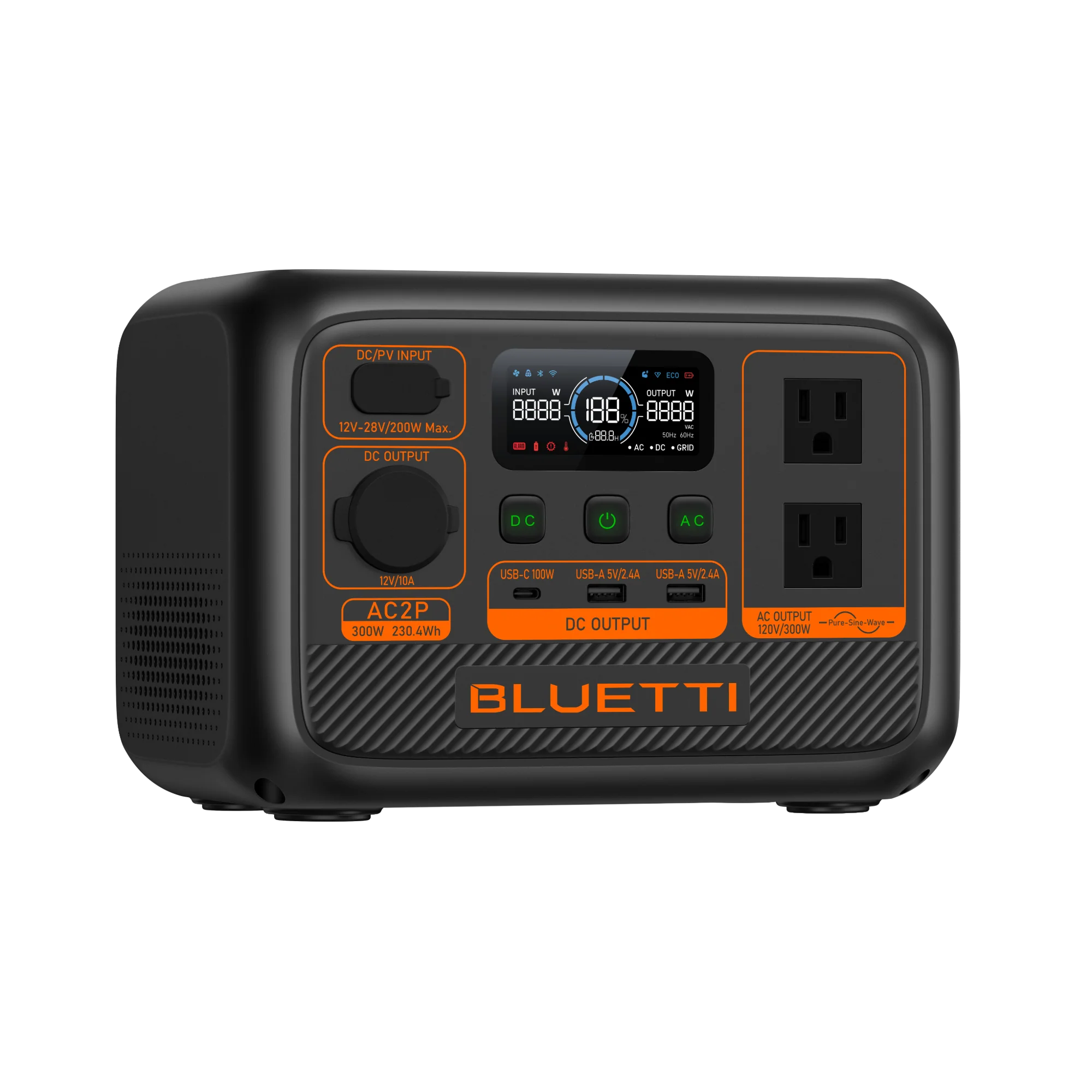 BLUETTI AC2P 300W Portable Power Station with 230.4Wh Capacity | Compact Solar Generator for Camping, Emergencies & Outdoor Adventures
