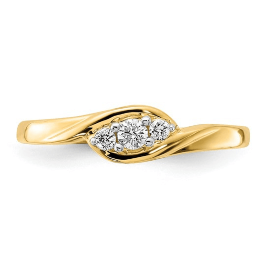 14K Yellow Gold Lab-Grown Diamond Three Stone Ring for Women - Elegant Engagement, Wedding, Anniversary Jewelry Gift - Perfect for Proposals, Bridal Sets & Special Occasions