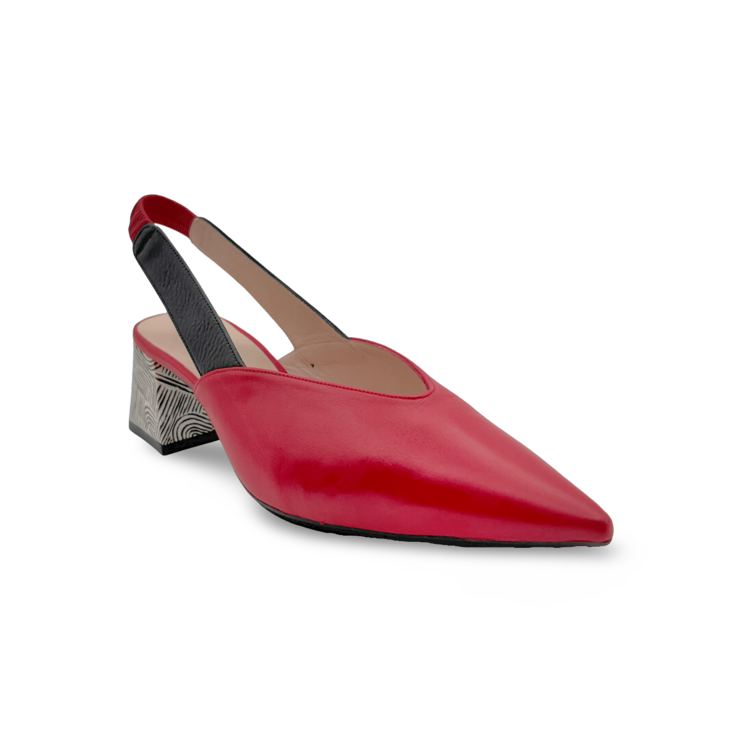 Chista Women's Red & Black Slingback Pump Heels - Stylish Dress Shoes for Work, Party & Evening Events | Comfortable Mid Heel Pumps for Women