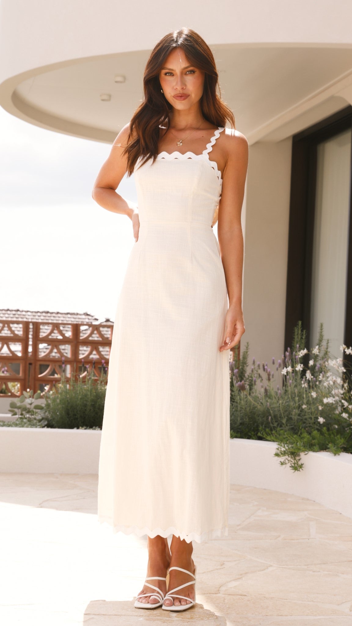 Fiora Maxi Dress in Oat - Elegant Long Flowy Summer Dress for Women, Perfect for Beach Vacation, Wedding Guest, and Casual Outings