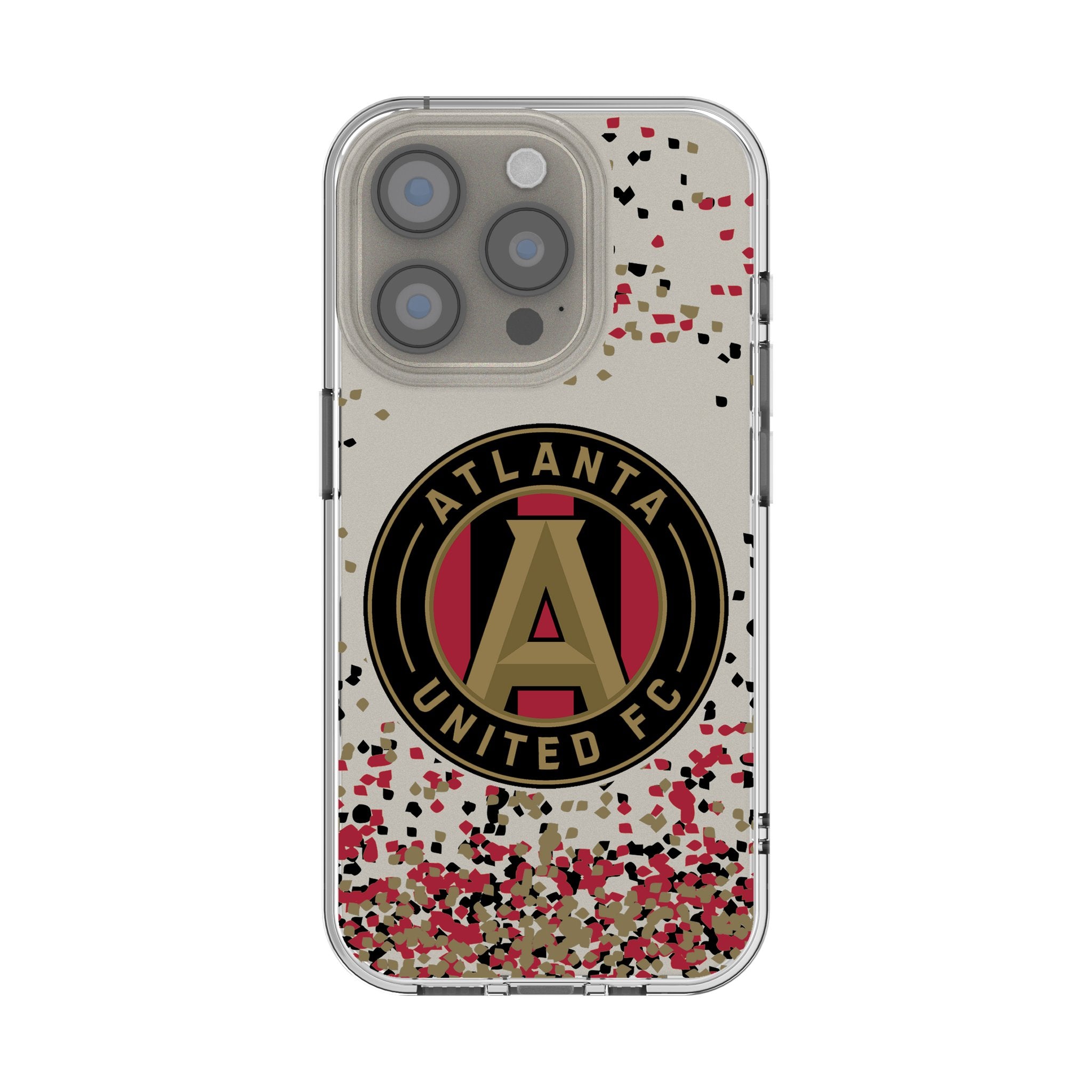 Atlanta United FC Clear Confetti Phone Case for iPhone 14 13 12 11 Pro Max XR - Durable Protective Cover with Team Design - Perfect for Soccer Games & Fan Gifts