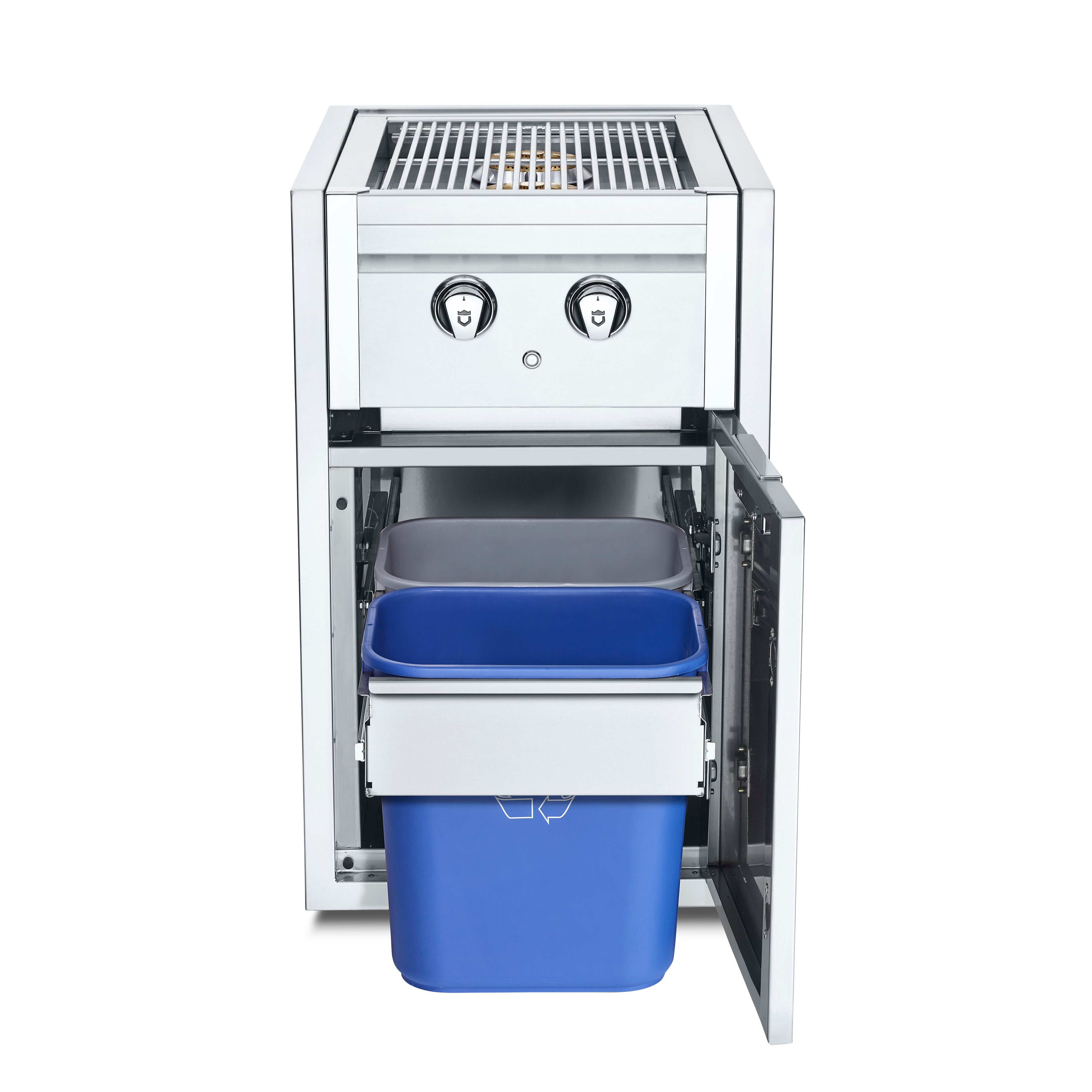 Crown Verity IBISC SBNG GH LT Infinite Series Outdoor Kitchen Cabinet with Built-In Dual Side Burner & LED Lighted Garbage Holder - Premium Gas Grill Island for Backyard, Patio, and Poolside Entertaining