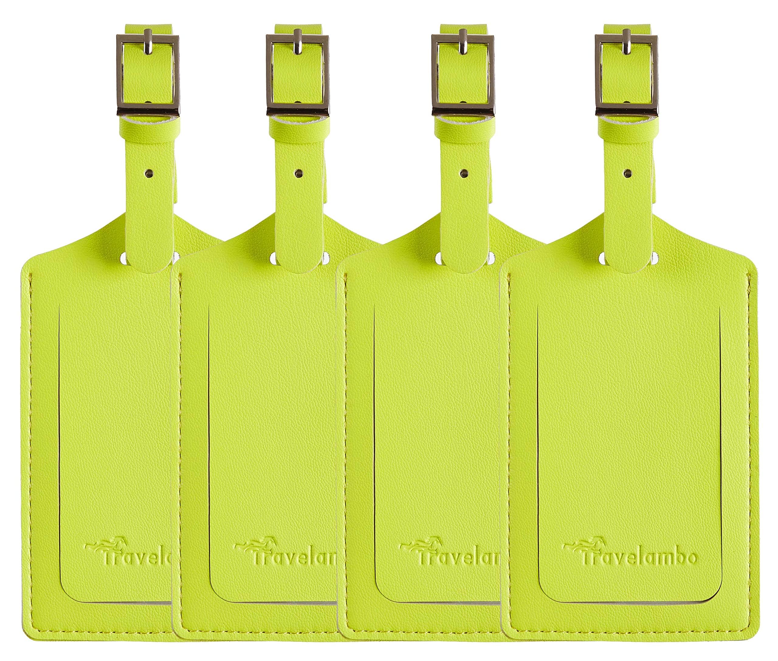 Travelambo Faux Leather Luggage Tags - Waterproof Suitcase ID Tags with Adjustable Strap, Personalized Travel Bag Tags for Suitcases, Backpacks & Carry-Ons - Perfect for Airports, Cruises & Business Trips