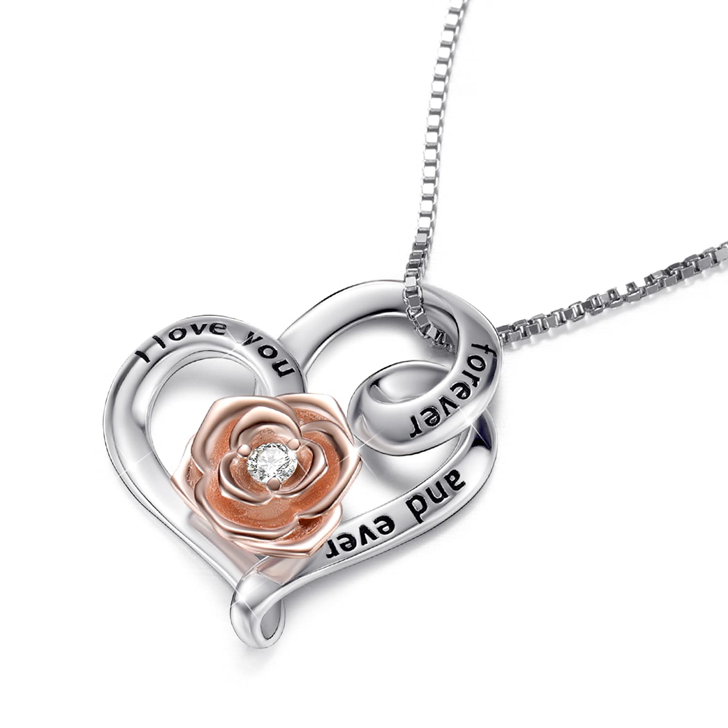 VANLAMS 3D Rose Flower Heart Pendant Necklace for Women - Elegant Fashion Jewelry Gift for Birthday, Christmas, Mother's Day & Valentine's Day | Perfect for Romantic Dates, Anniversaries & Special Occasions