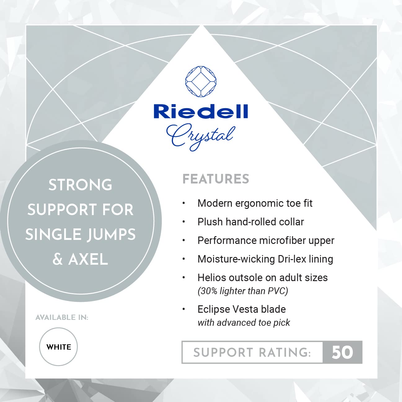 Riedell Crystal Adult Figure Skates - Stainless Steel Vesta Blade for Competitive Ice Skating | Perfect for Training, Performances & Ice Shows