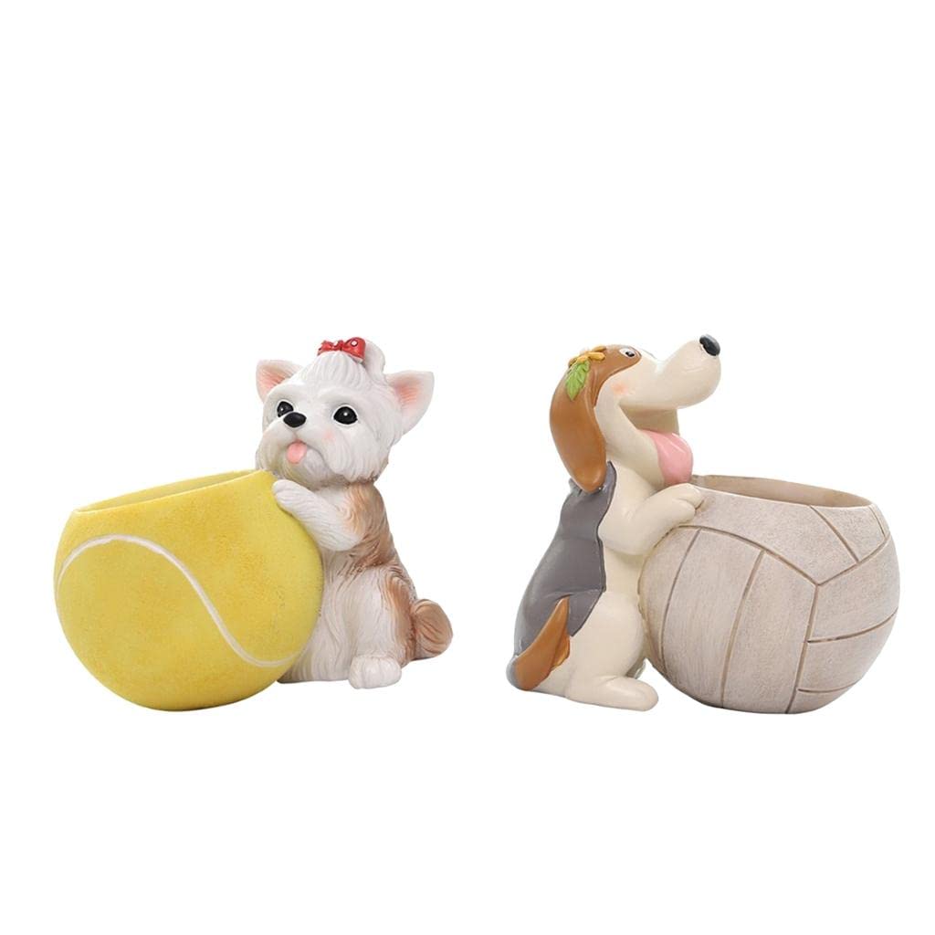 YUDEWSE 2-Pack Cute Dog Planter Pots for Small Herbs & Succulents - Ceramic Flower Pots for Home, Office Desk Decor - Perfect for Indoor Plants, Kitchen Windowsill & Gift Ideas