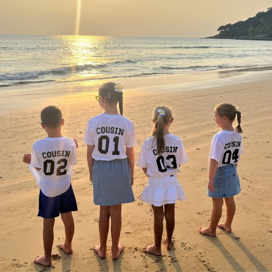 Cousin Squad Matching Number T-Shirts - White | Fun Family Reunion & Group Outfits