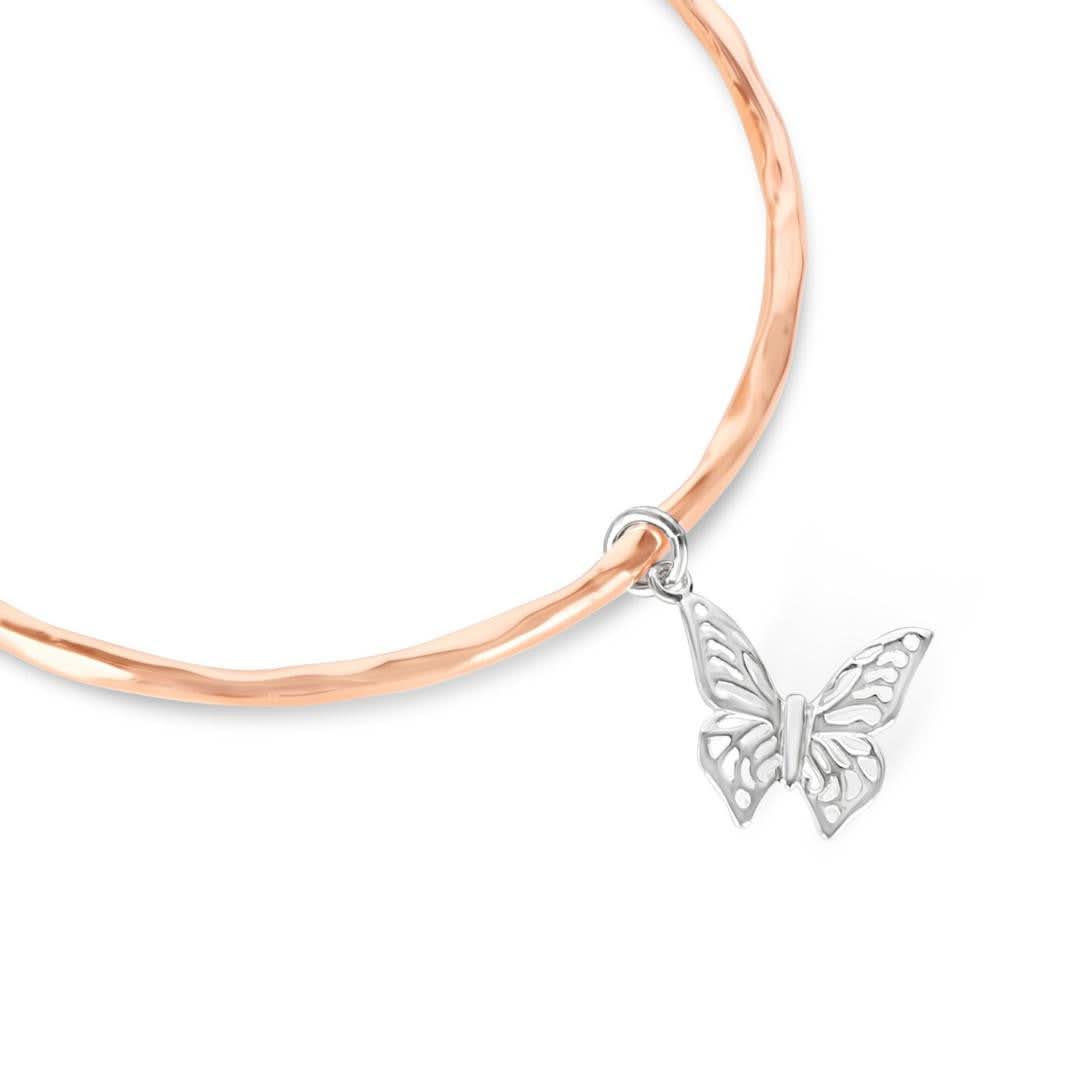 Elegant Butterfly Bangle Bracelet for Women - Rose Gold & Silver Plated Jewelry Gift for Birthday, Anniversary | Perfect for Casual Wear, Date Night & Special Occasions