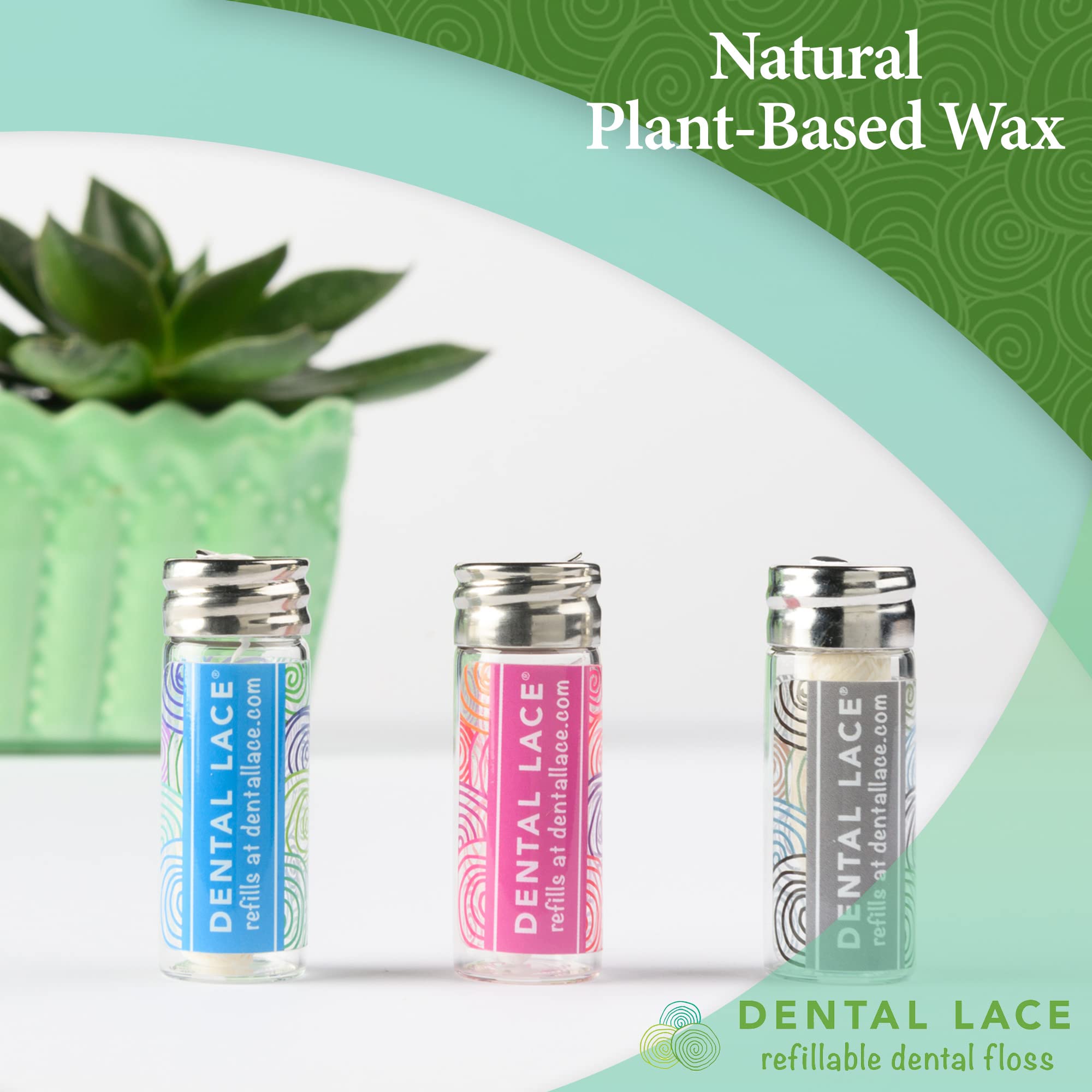 PFAS-Free Woven PTFE Dental Floss | 100% Natural Silk Floss with Mint Flavor | Refillable Floss Holder with 1 Spool + 1 Refill | Eco-Friendly Recyclable Packaging | Perfect for Travel & Daily Oral Care