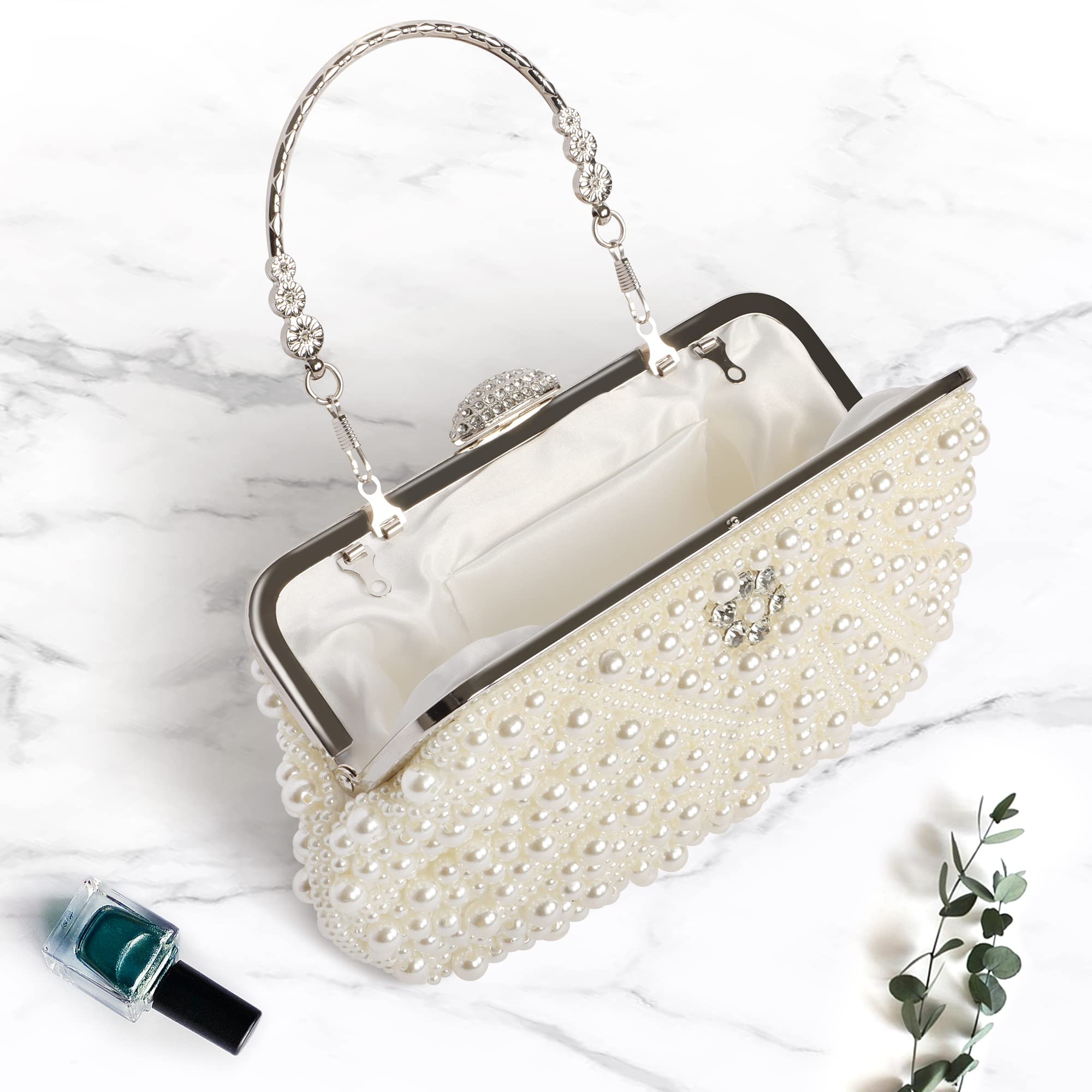 Beaface Women's Beaded Pearl Clutch Bag - Elegant Evening Handbag for Wedding, Prom, Party | Crossbody Purse for Women | Perfect Gift for Mom & Wife | Great for Date Nights & Special Occasions