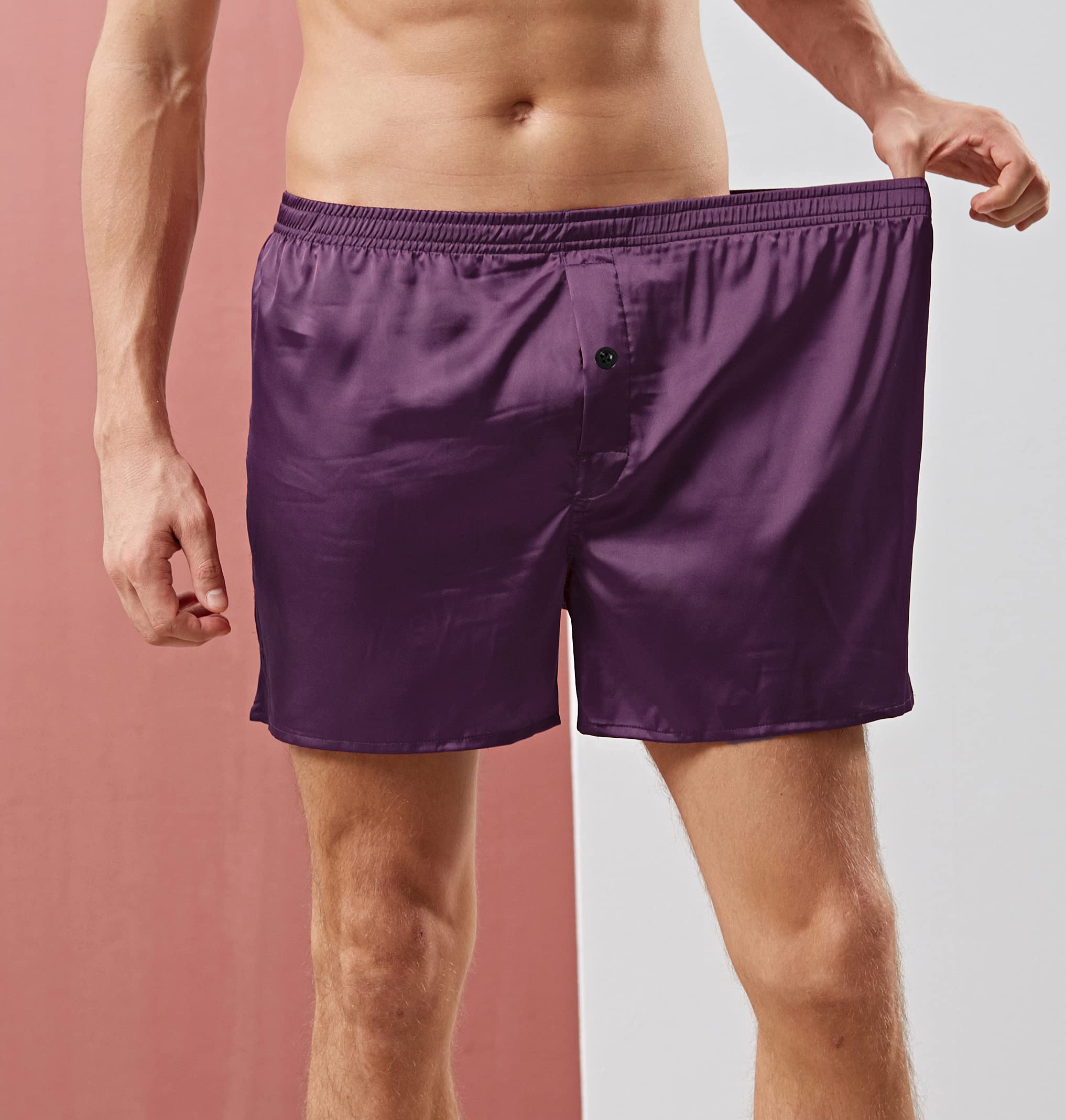 Silky Satin Boxer Shorts for Men - Breathable Loose Fit Sleepwear & Lounge Pajama Bottoms - Perfect for Nightwear, Home Relaxing and Vacation Comfort