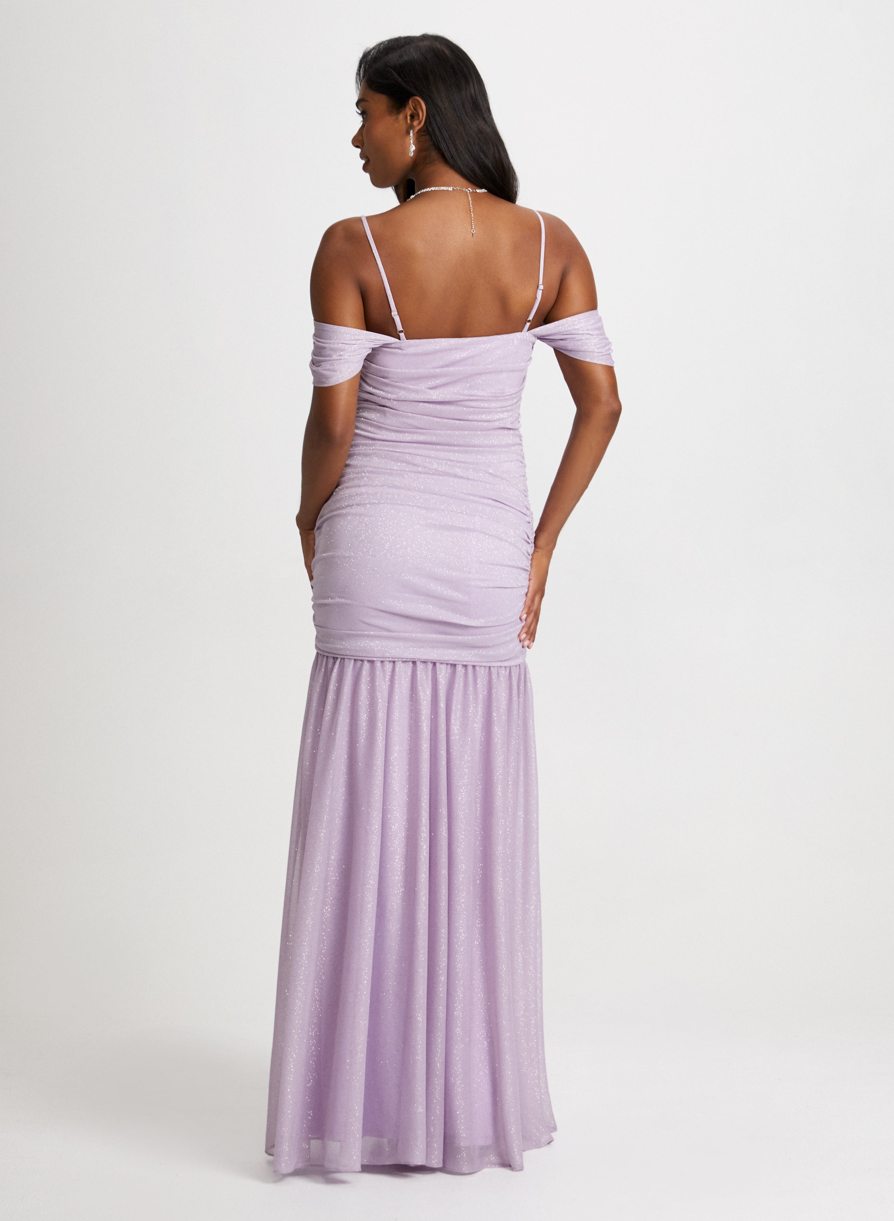 Sparkly Drape Sleeve Party Dress for Women - Elegant Evening Gown for Prom, Cocktail Parties & Special Occasions
